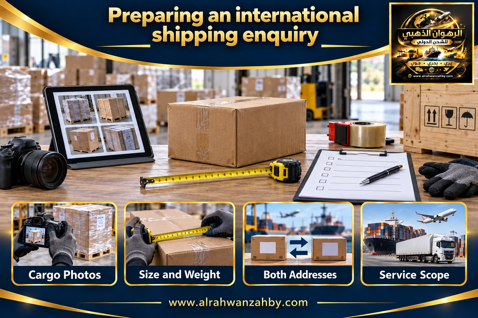 Preparing an international shipping enquiry