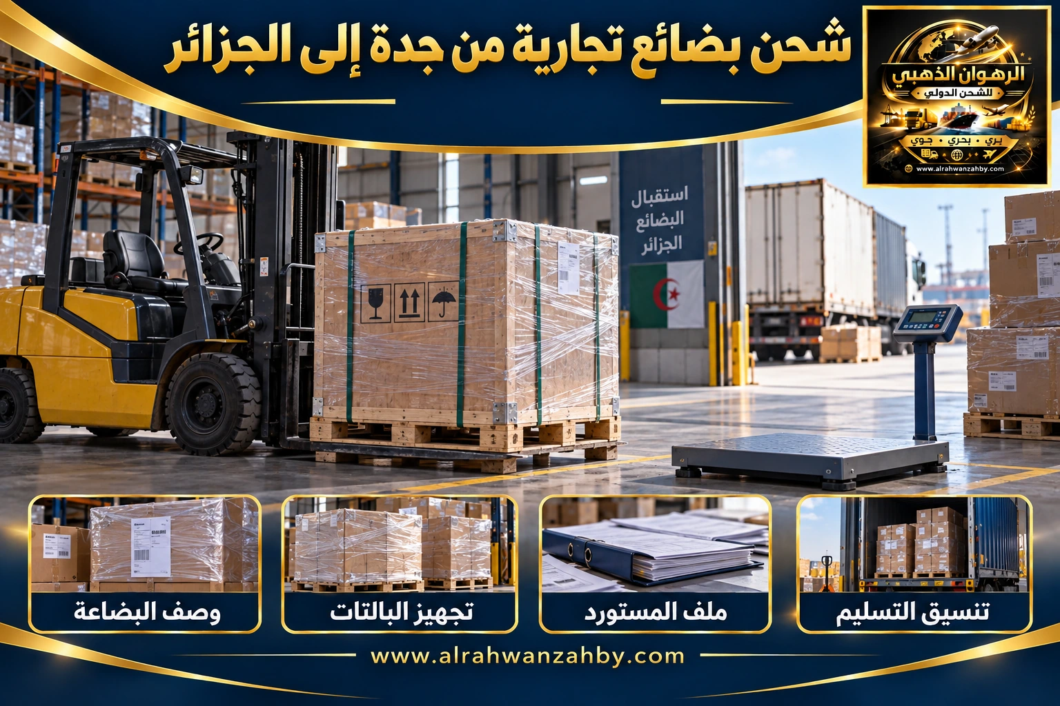 شحن بضائع تجارية من جدة إلى الجزائر — التجهيز والتسليم