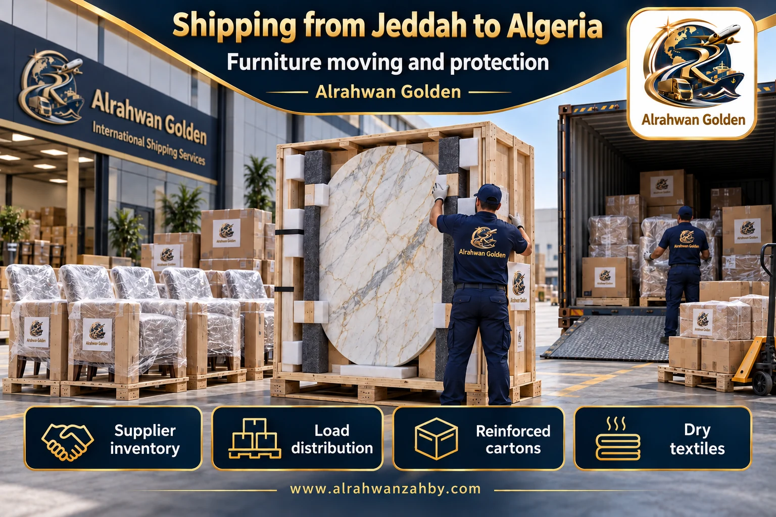 Furniture moving and protection — Shipping from Jeddah to Algeria