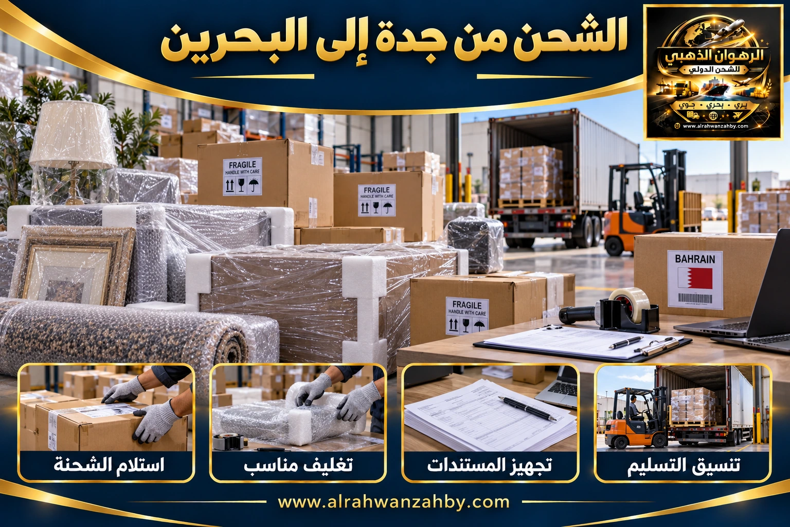 الشحن من جدة إلى البحرين — التجهيز والتسليم