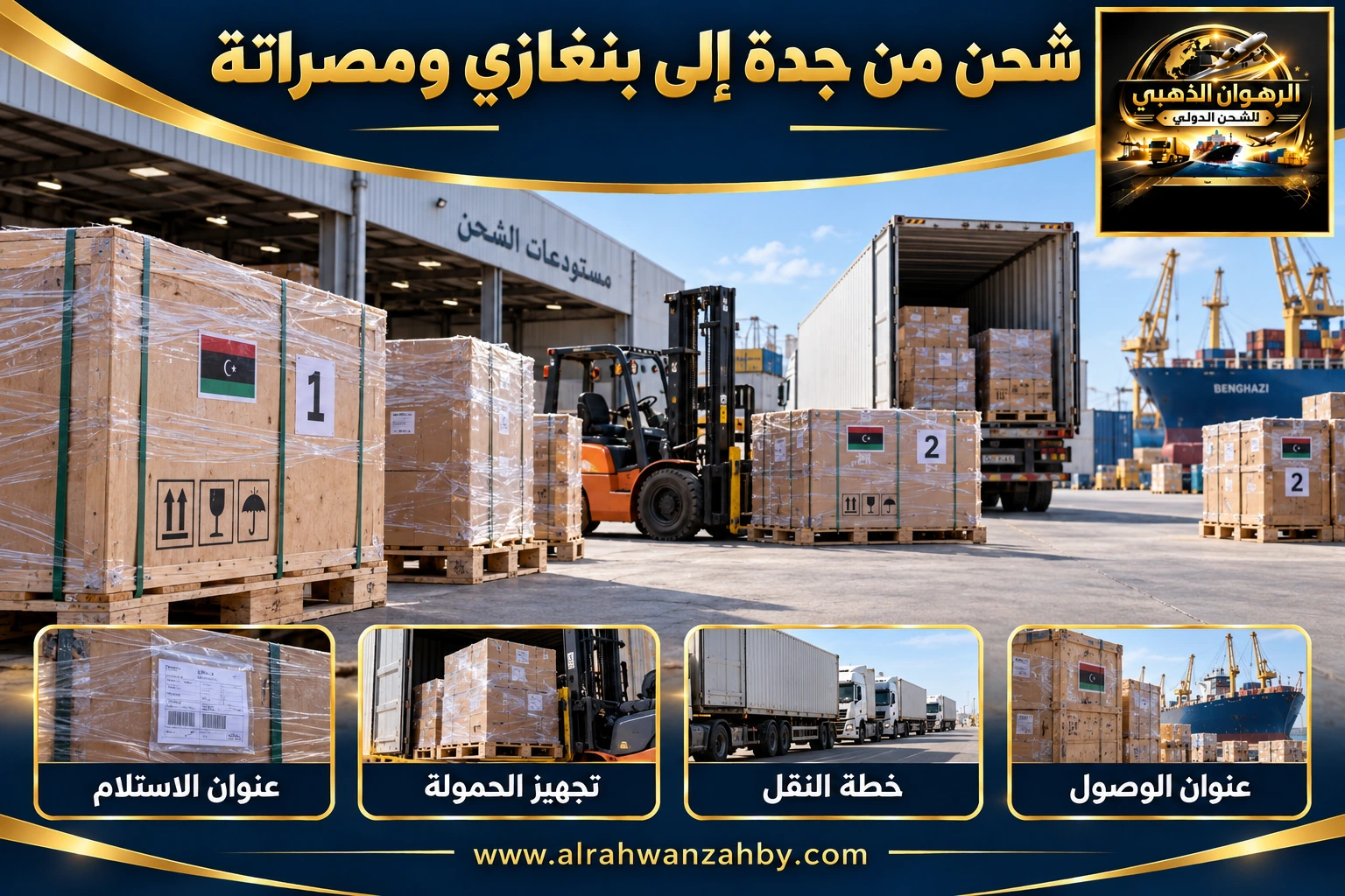 شحن من جدة إلى بنغازي ومصراتة — التجهيز والتسليم