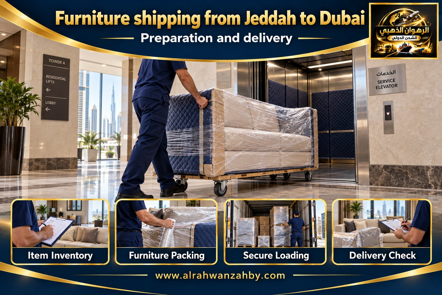 Furniture shipping from Jeddah to Dubai — preparation and delivery