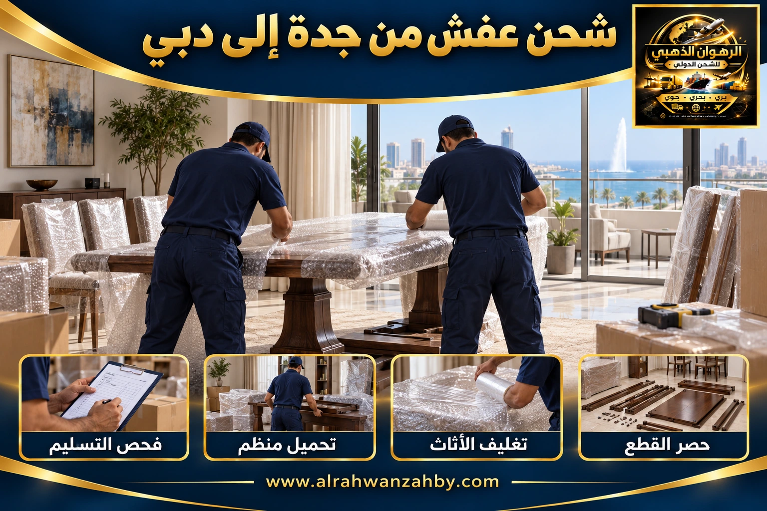 شحن عفش من جدة إلى دبي