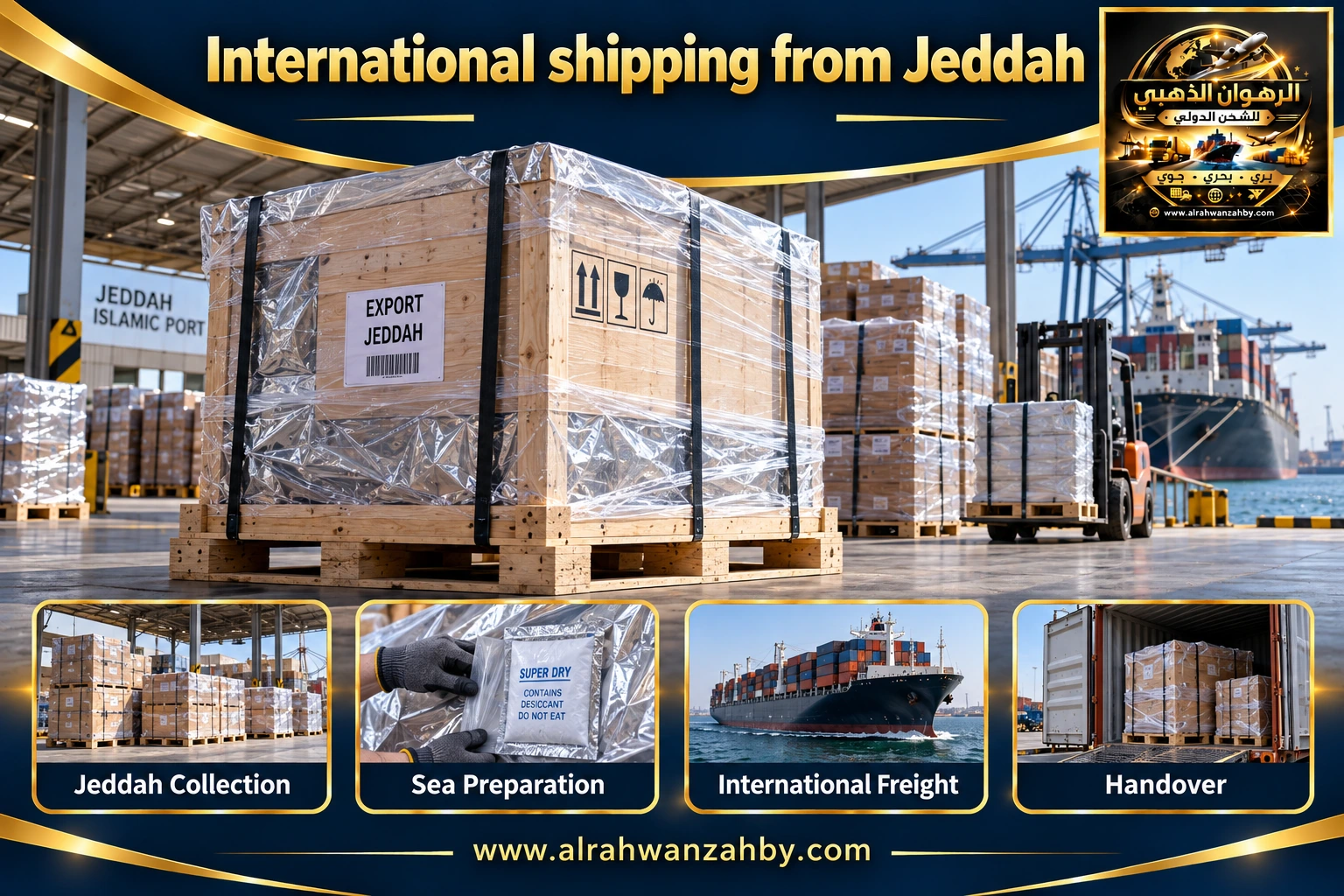 International shipping from Jeddah — preparation and delivery
