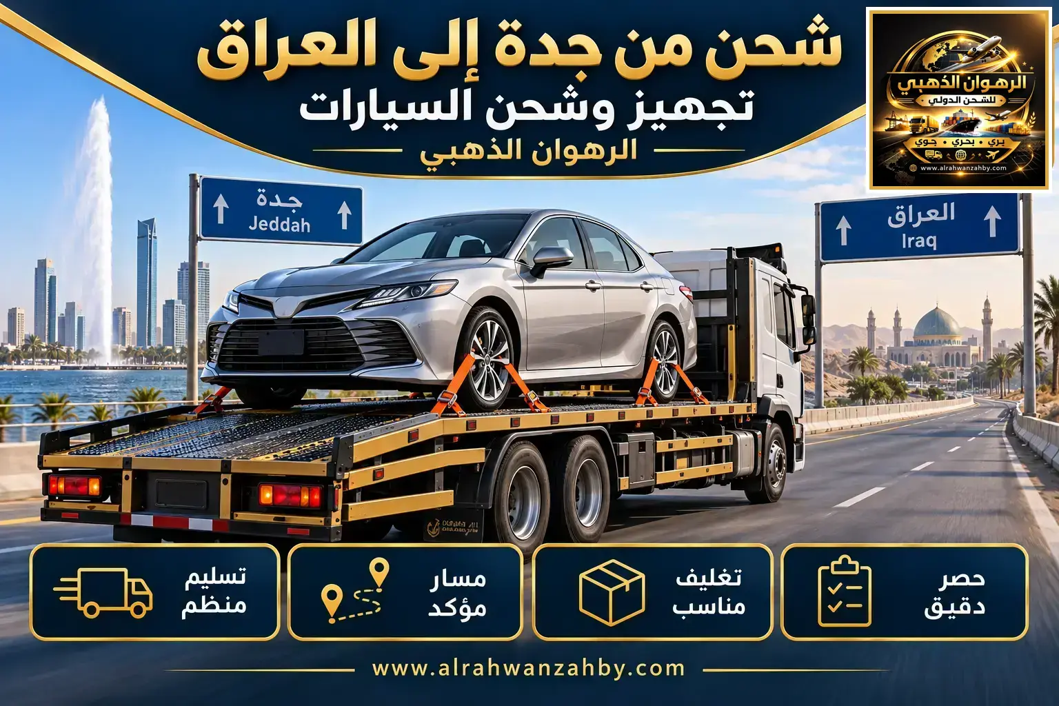 شحن من جدة إلى العراق — تجهيز وشحن السيارات