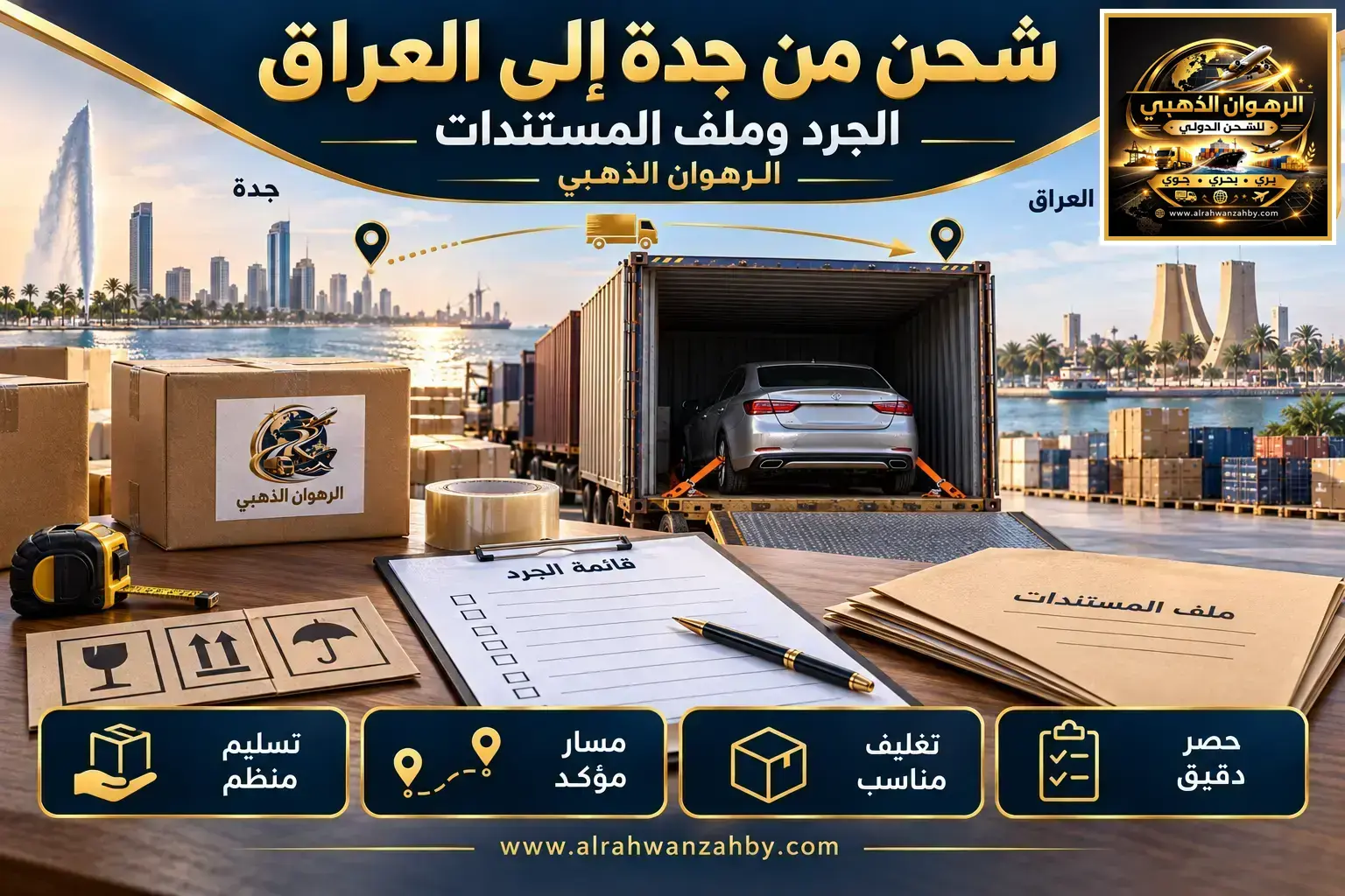 شحن من جدة إلى العراق — الجرد وملف المستندات
