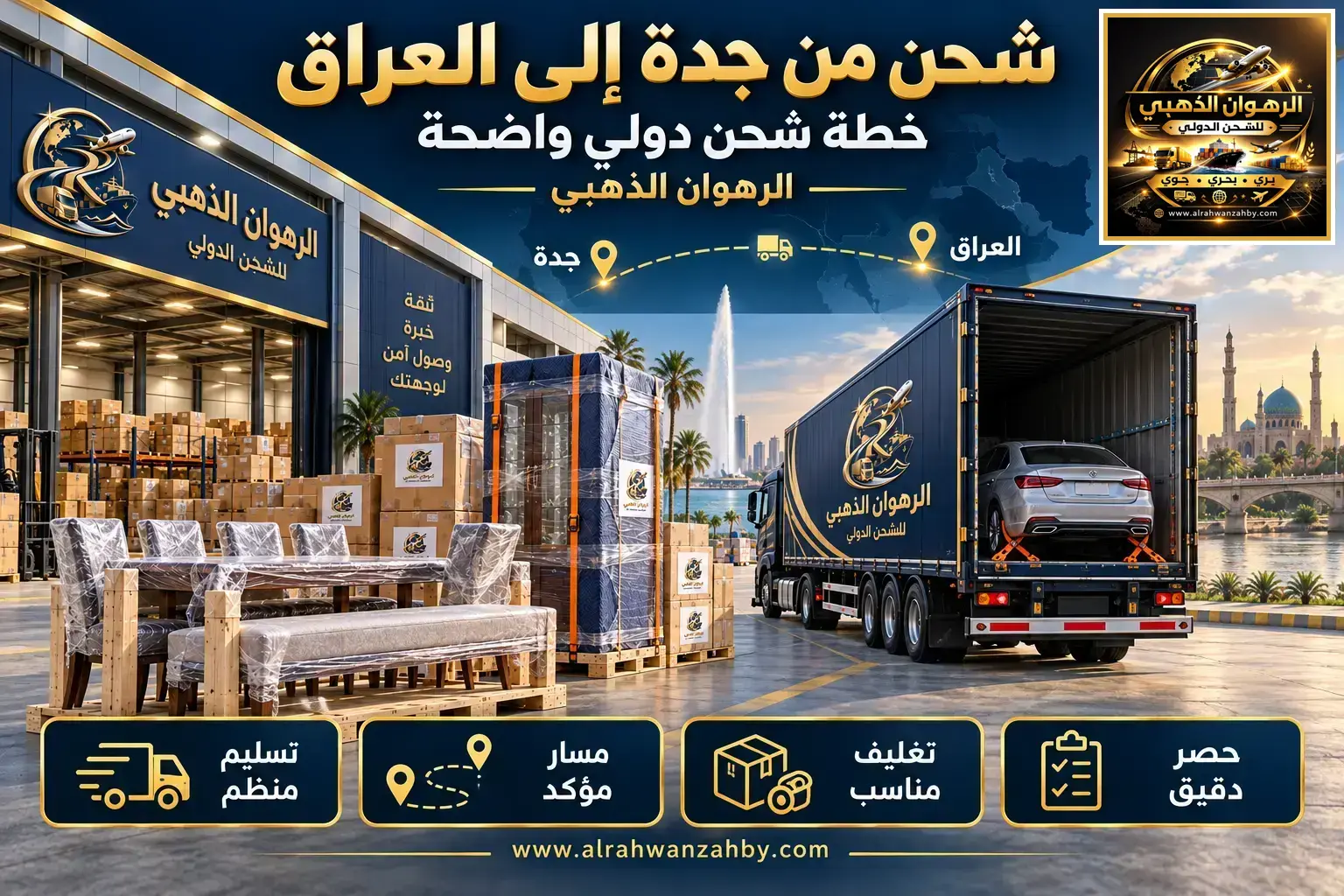 شحن من جدة إلى العراق — خطة شحن دولي واضحة