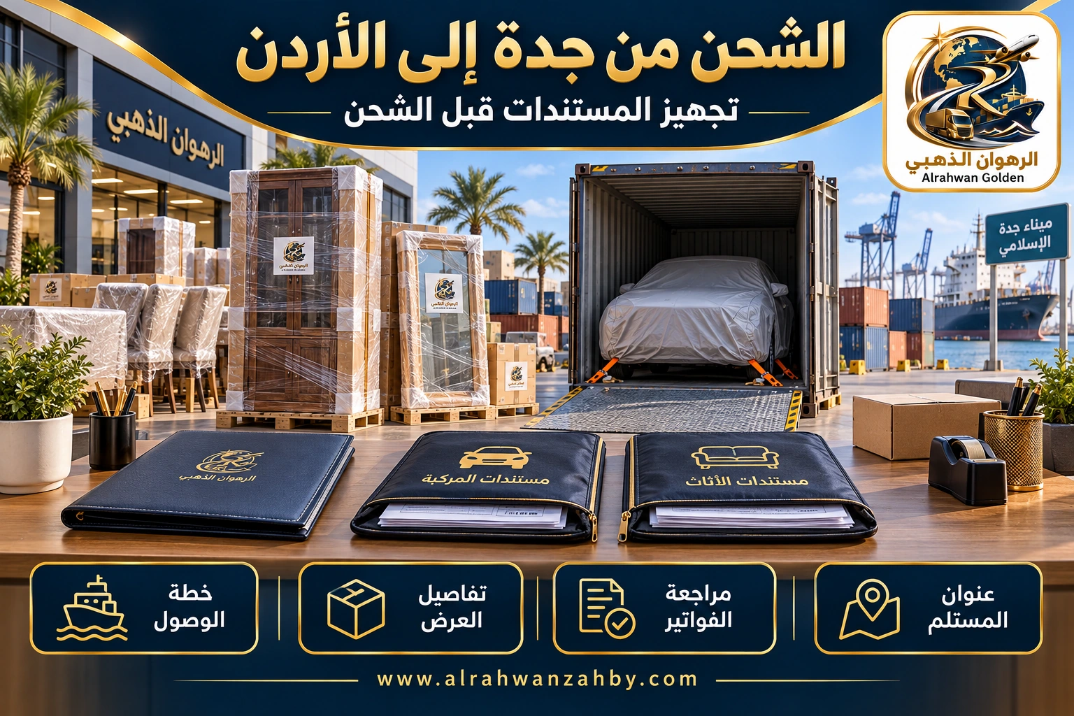 الشحن من جدة إلى الأردن — تجهيز المستندات قبل الشحن