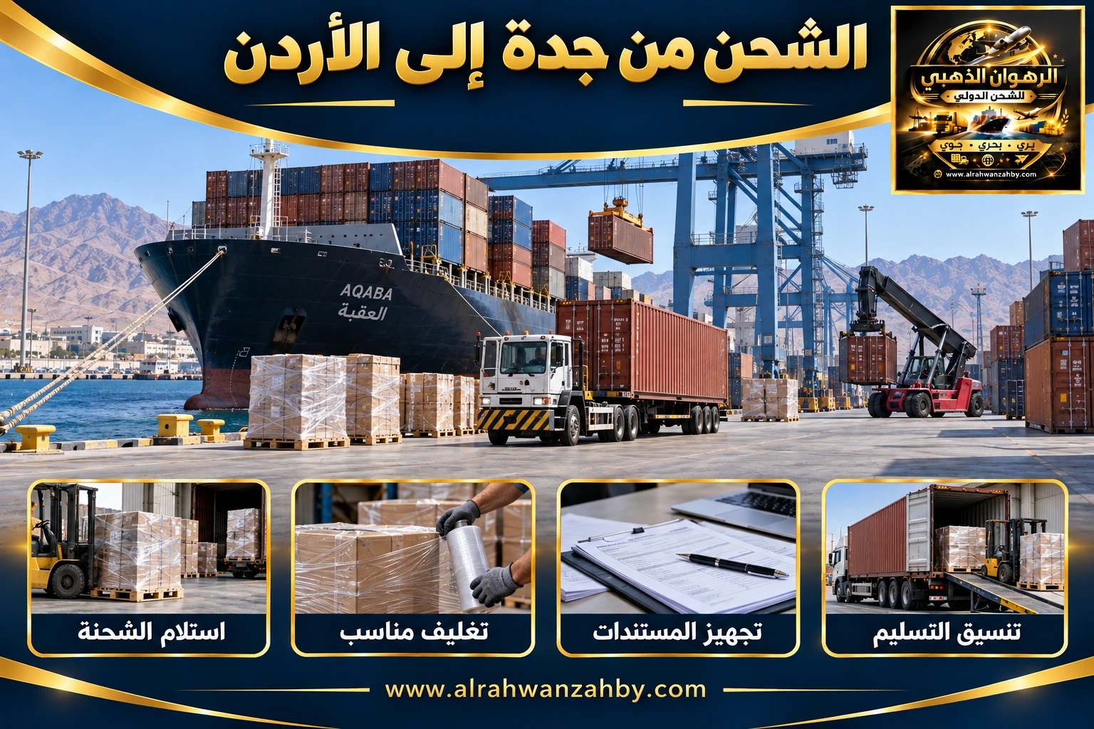 الشحن من جدة إلى الأردن — التجهيز والتسليم