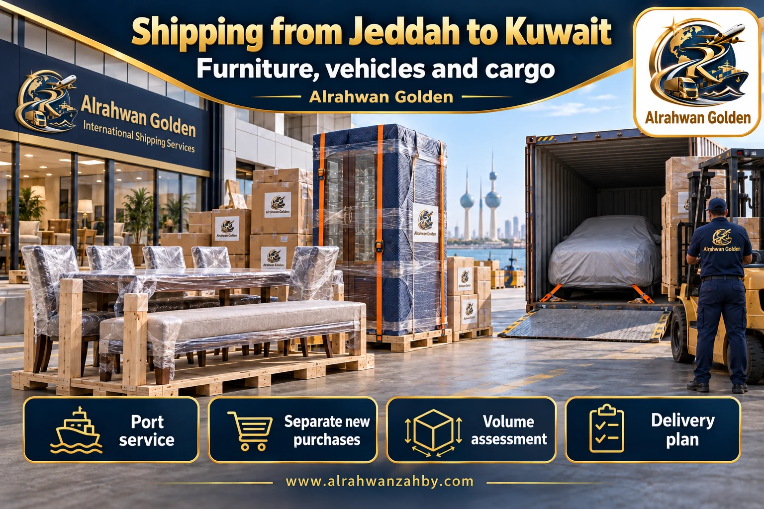 Furniture, vehicles and cargo — Shipping from Jeddah to Kuwait