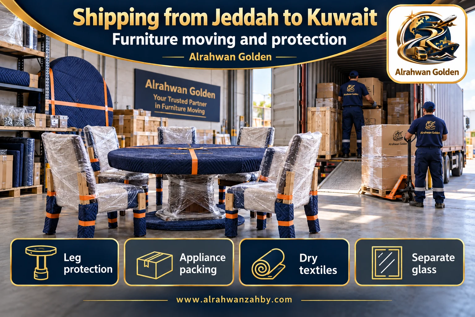 Furniture moving and protection — Shipping from Jeddah to Kuwait