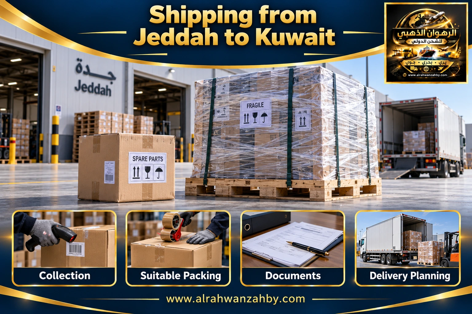 Shipping from Jeddah to Kuwait — preparation and delivery