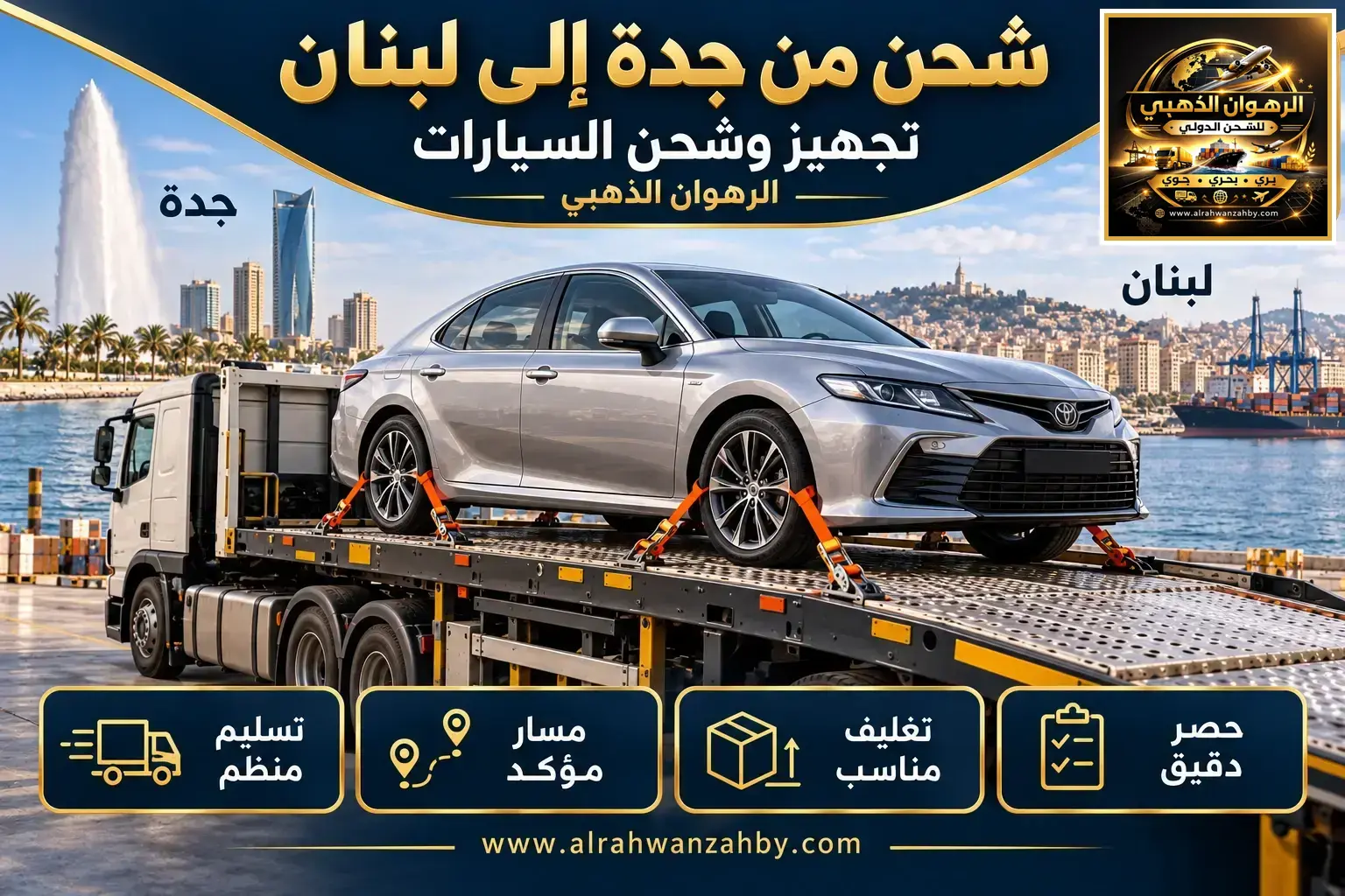 شحن من جدة إلى لبنان — تجهيز وشحن السيارات