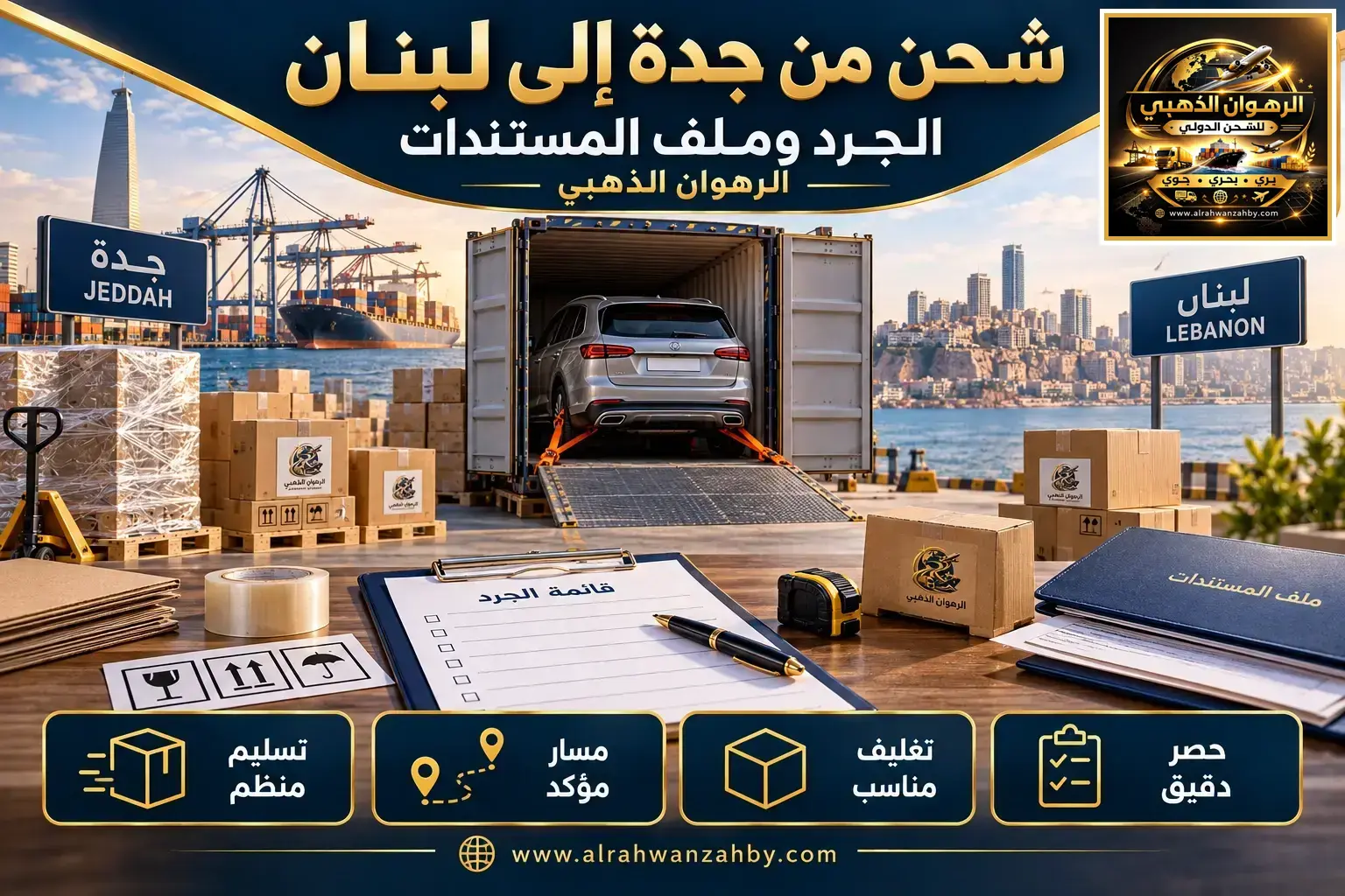شحن من جدة إلى لبنان — الجرد وملف المستندات
