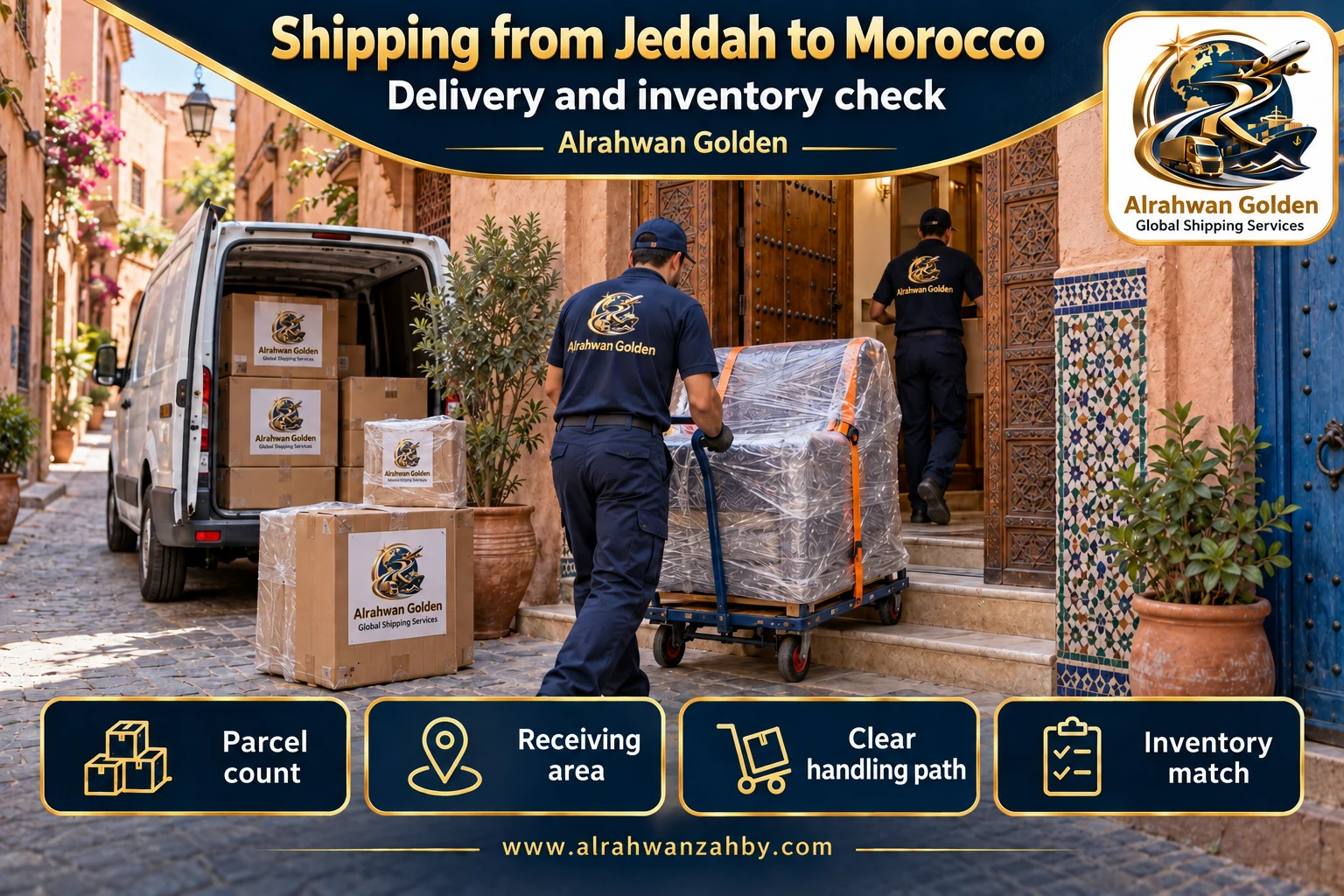 Delivery and inventory check — Shipping from Jeddah to Morocco