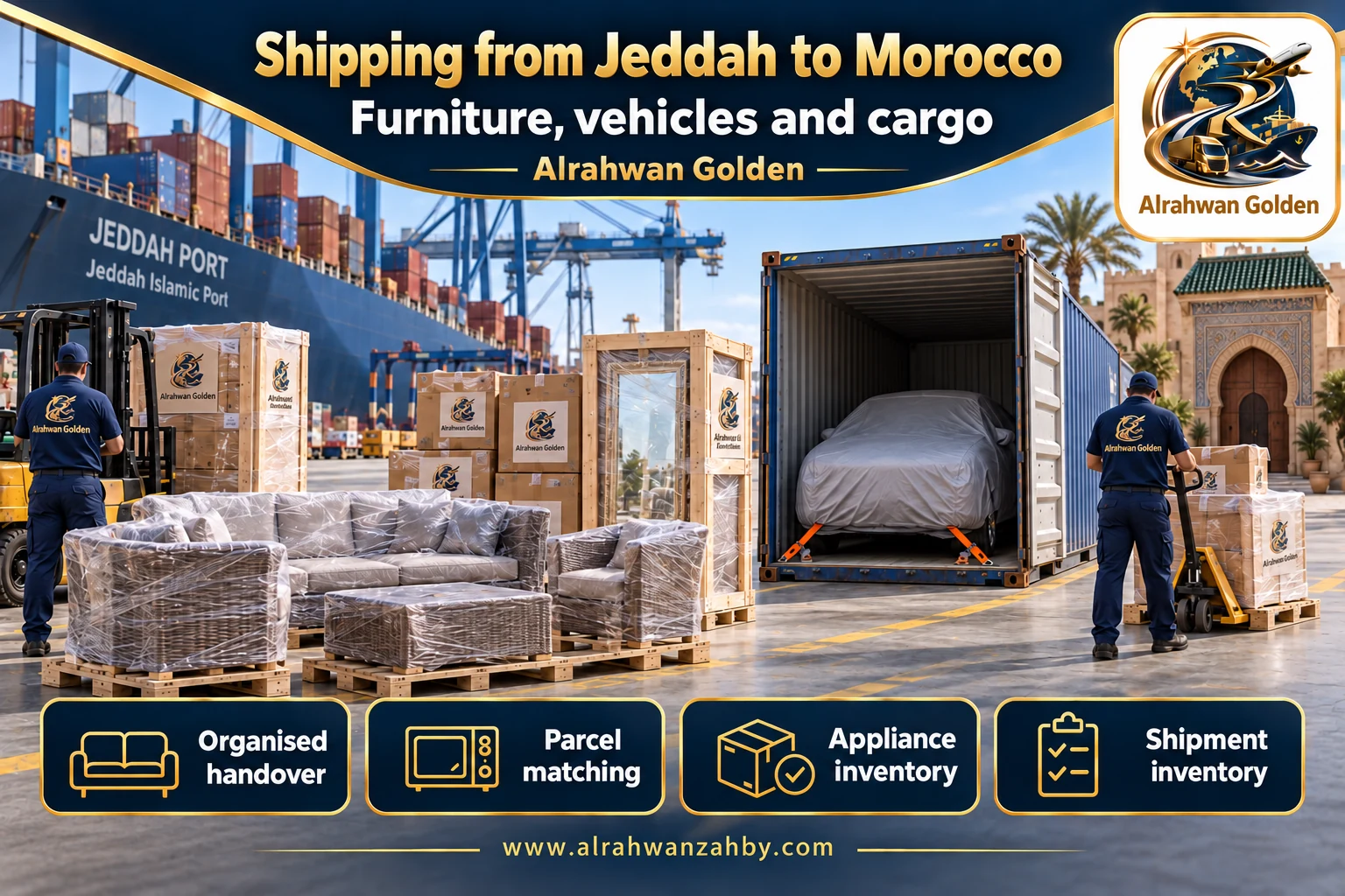 Furniture, vehicles and cargo — Shipping from Jeddah to Morocco