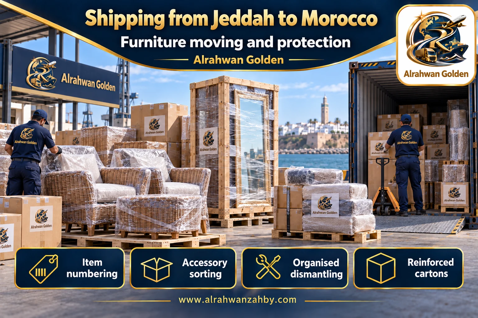 Furniture moving and protection — Shipping from Jeddah to Morocco