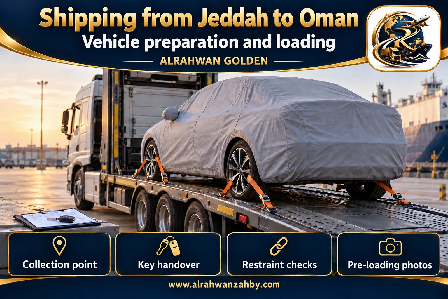 Vehicle preparation and loading — Shipping from Jeddah to Oman