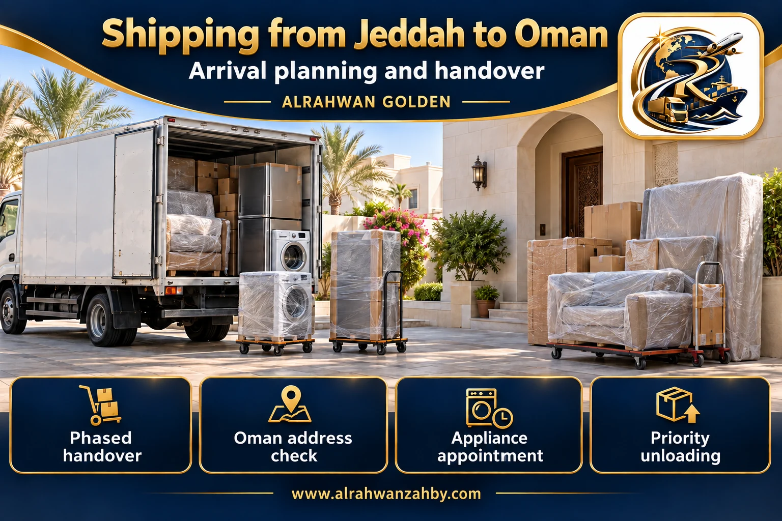 Arrival planning and handover — Shipping from Jeddah to Oman