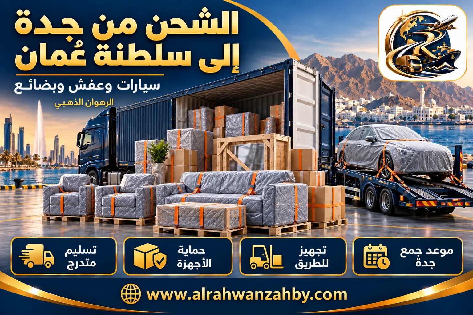 سيارات وعفش وبضائع، الشحن من جدة إلى سلطنة عمان