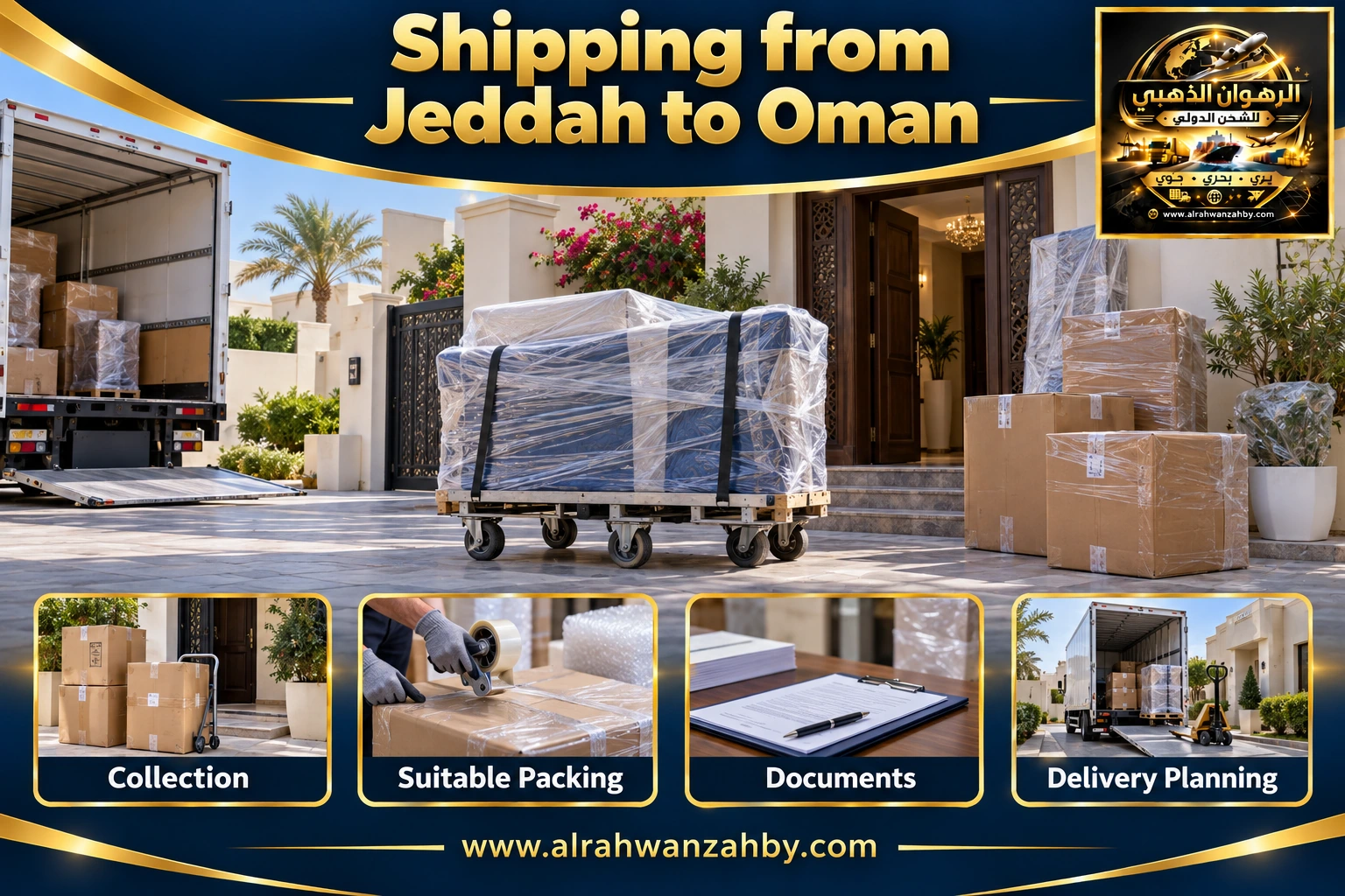 Shipping from Jeddah to Oman — preparation and delivery