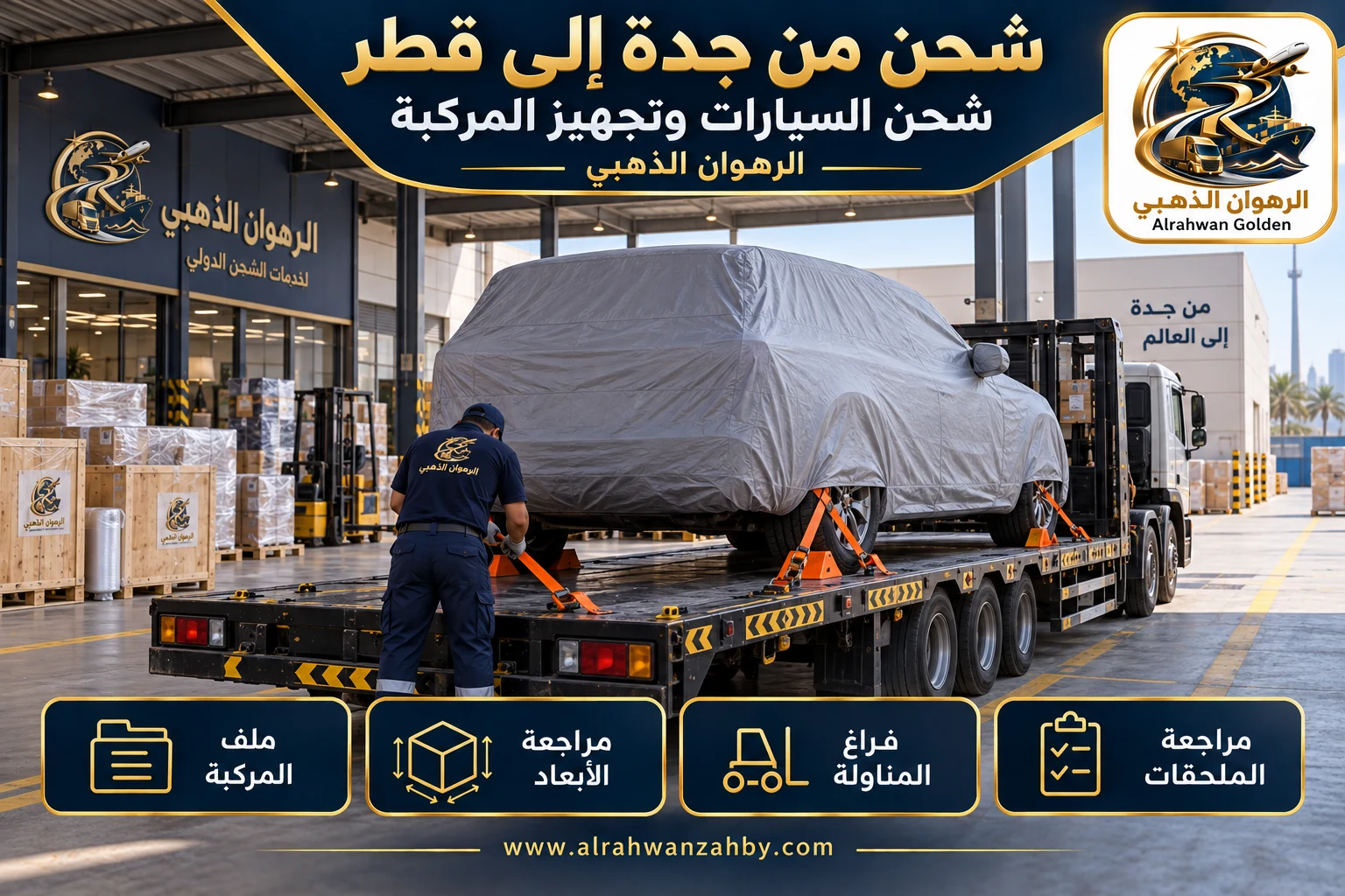 شحن السيارات وتجهيز المركبة — شحن من جدة إلى قطر