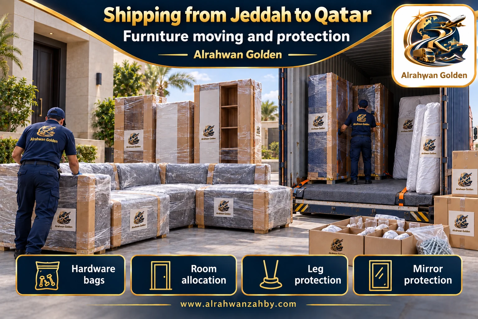 Furniture moving and protection — Shipping from Jeddah to Qatar