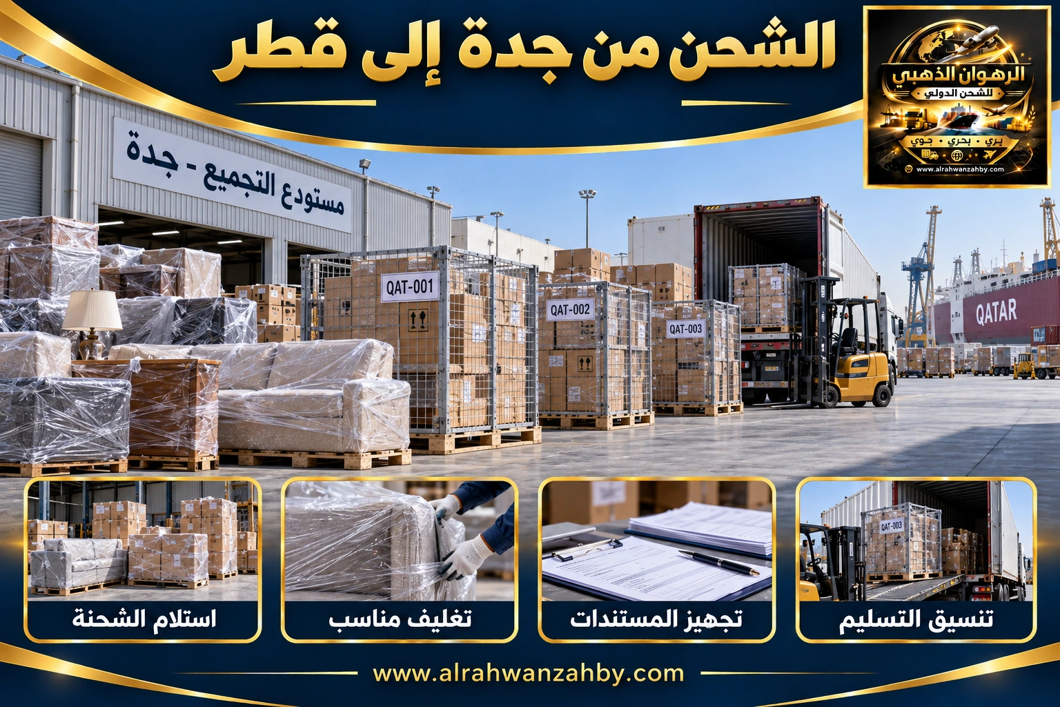 الشحن من جدة إلى قطر — التجهيز والتسليم
