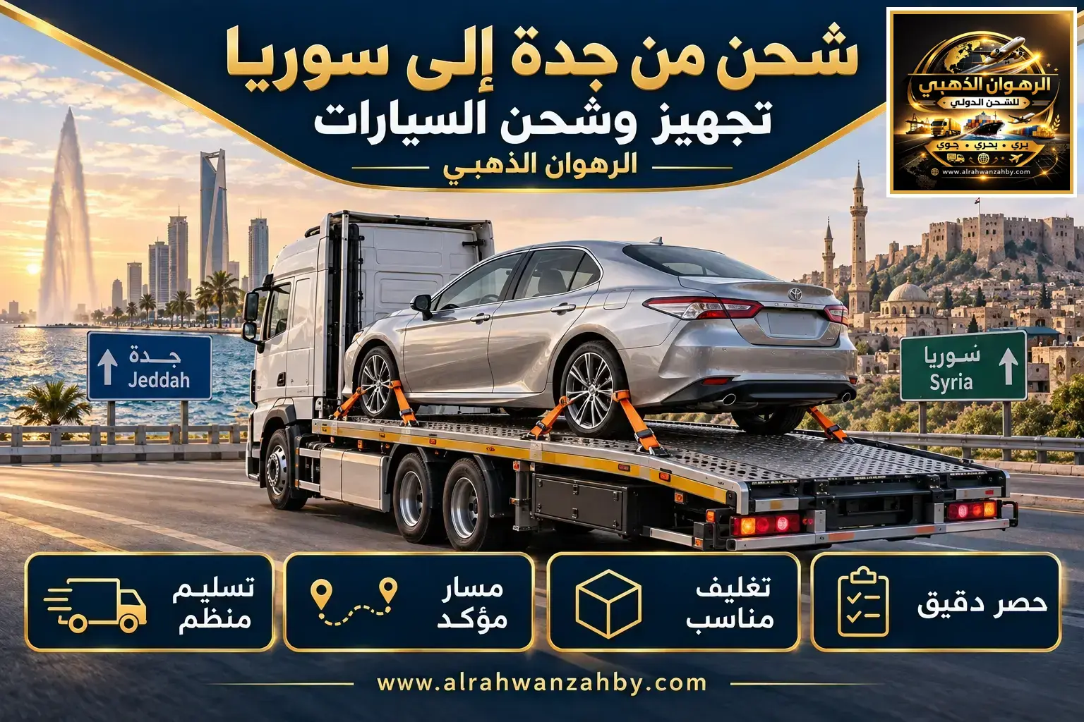 شحن السيارات من جدة إلى سوريا