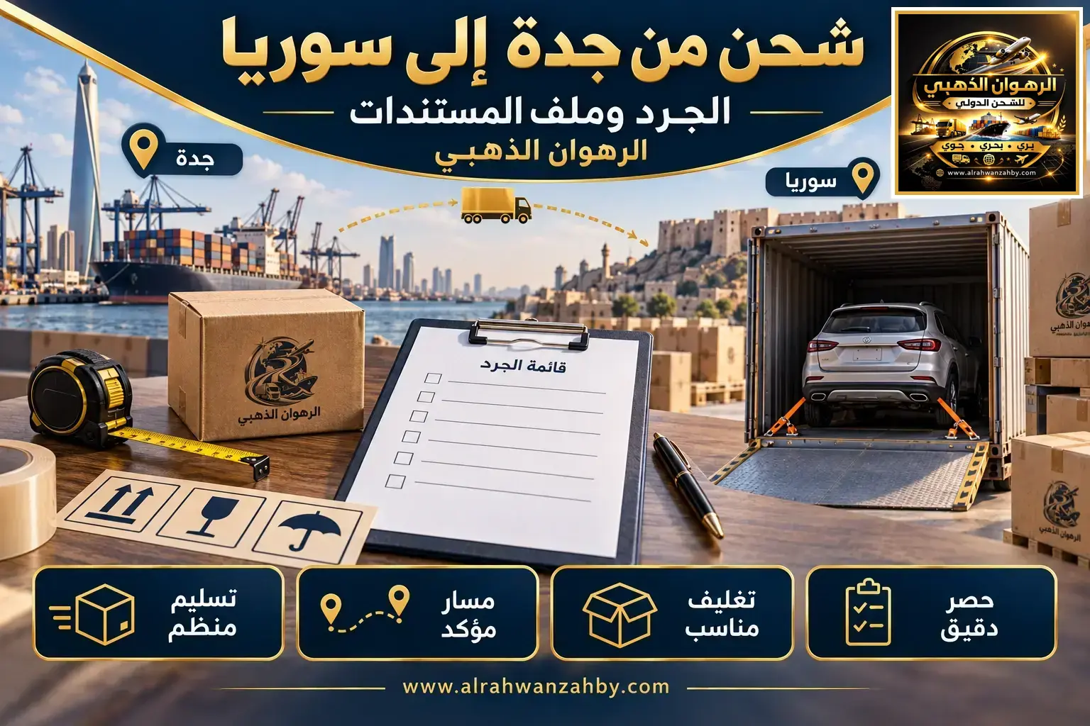 مراجعة أوراق الشحن وقائمة التعبئة إلى سوريا