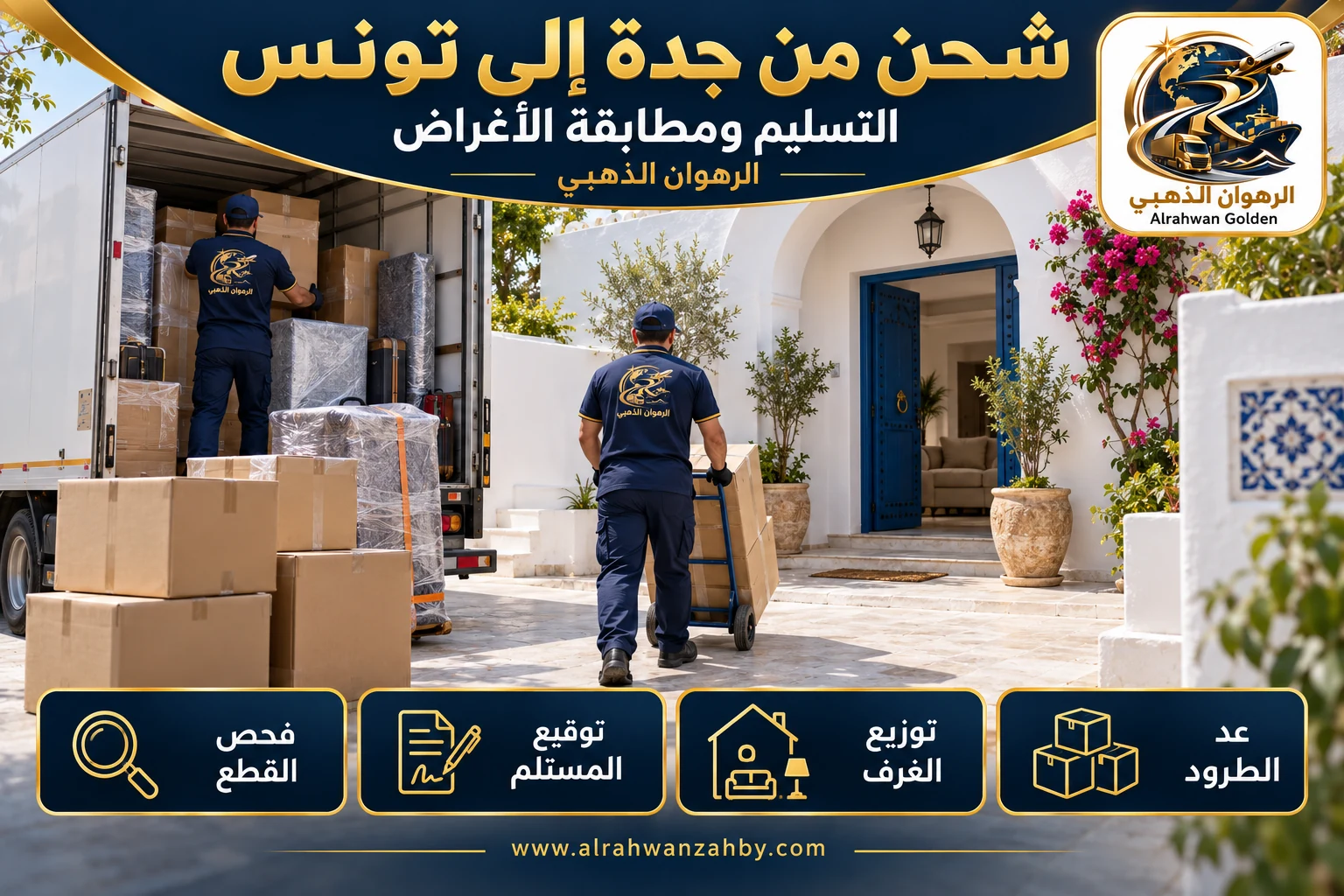التسليم ومطابقة الأغراض — شحن من جدة إلى تونس