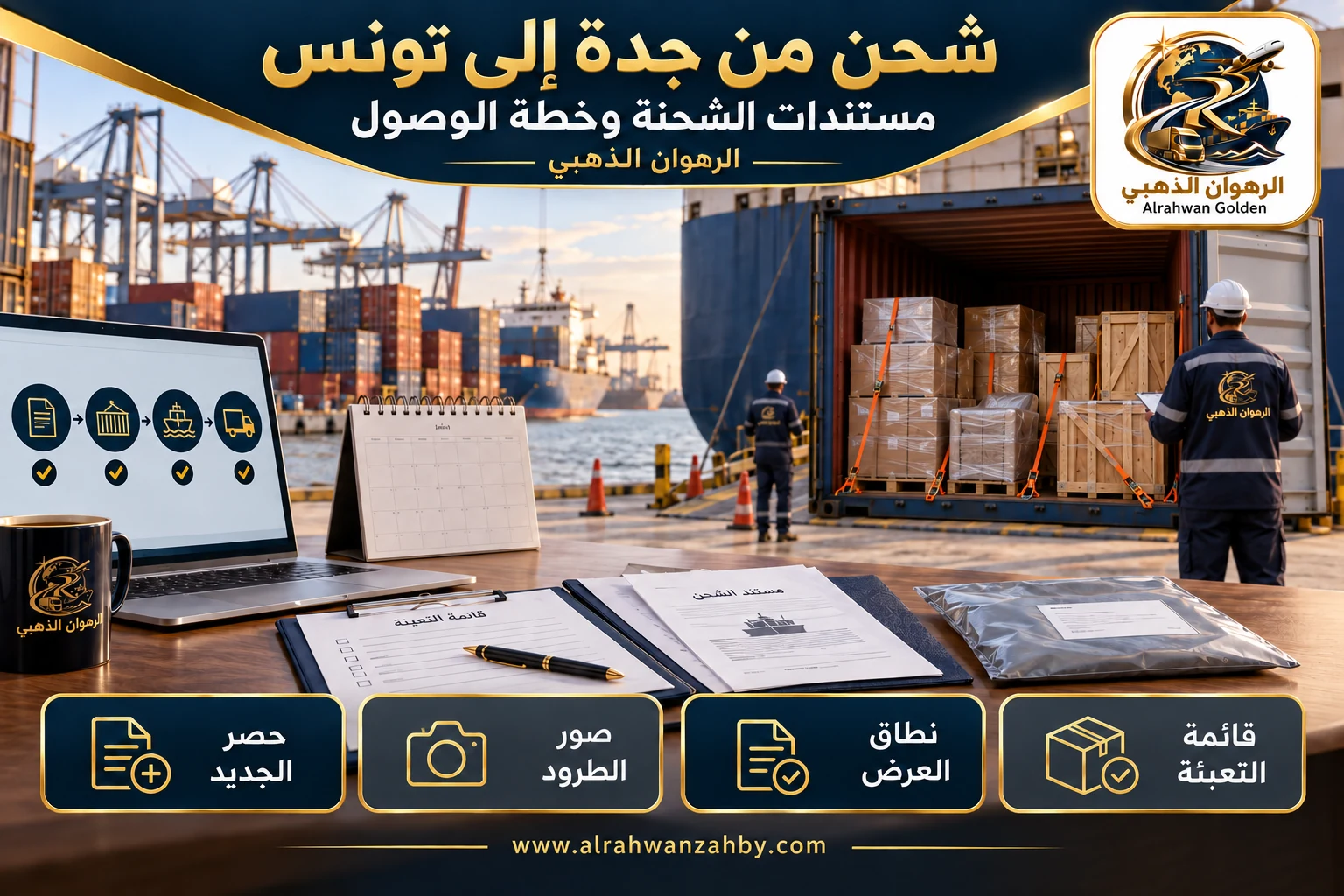 مستندات الشحنة وخطة الوصول — شحن من جدة إلى تونس