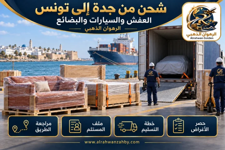 العفش والسيارات والبضائع — شحن من جدة إلى تونس