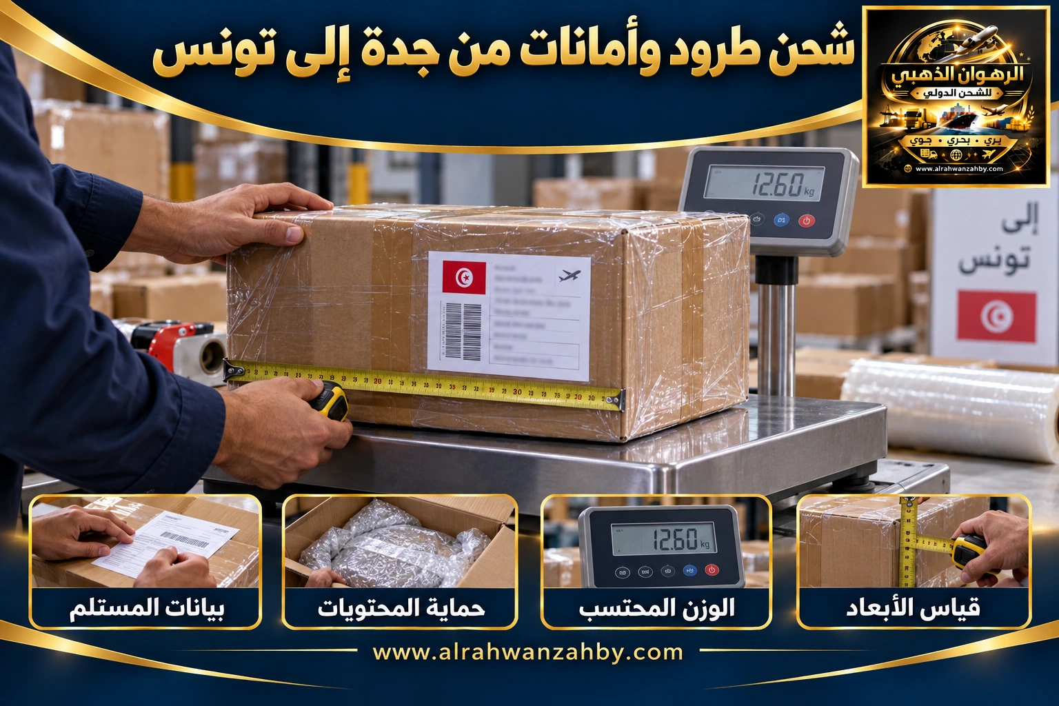 شحن طرود وأمانات من جدة إلى تونس — التجهيز والتسليم