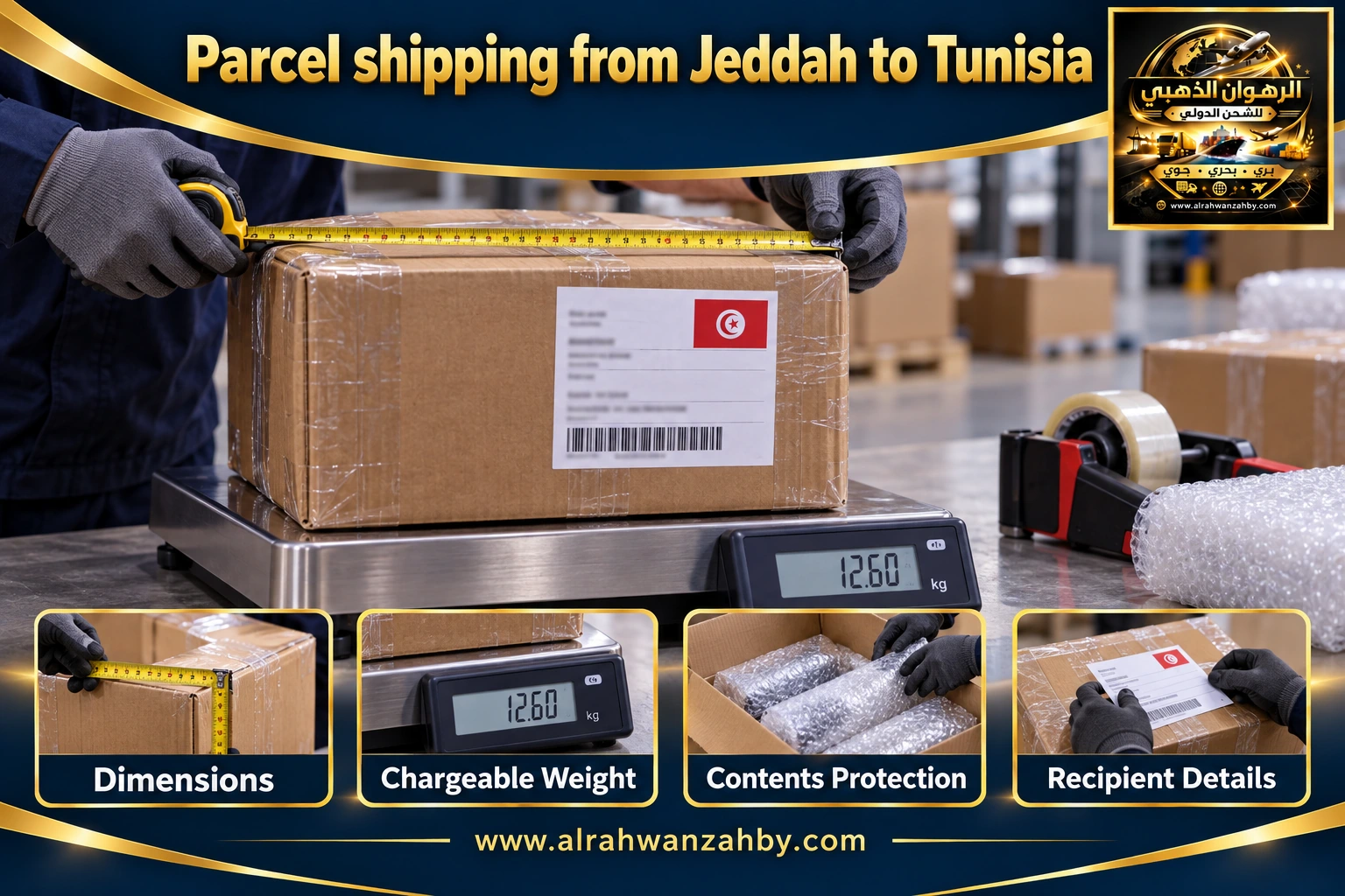 Parcel shipping from Jeddah to Tunisia — preparation and delivery