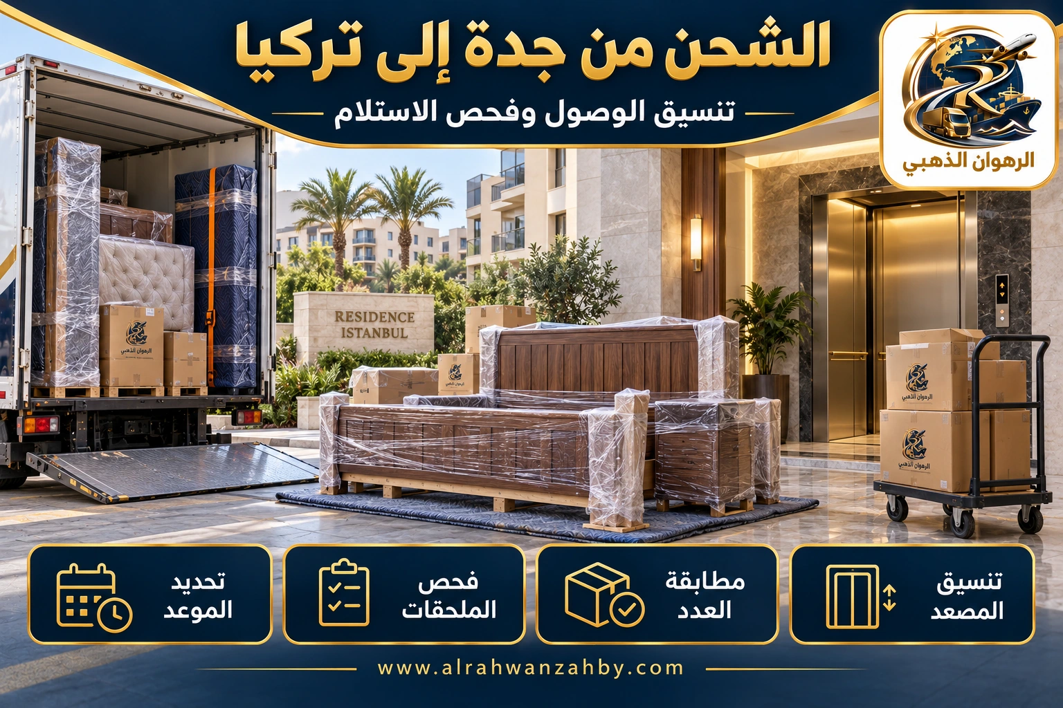 الشحن من جدة إلى تركيا — تنسيق الوصول وفحص الاستلام