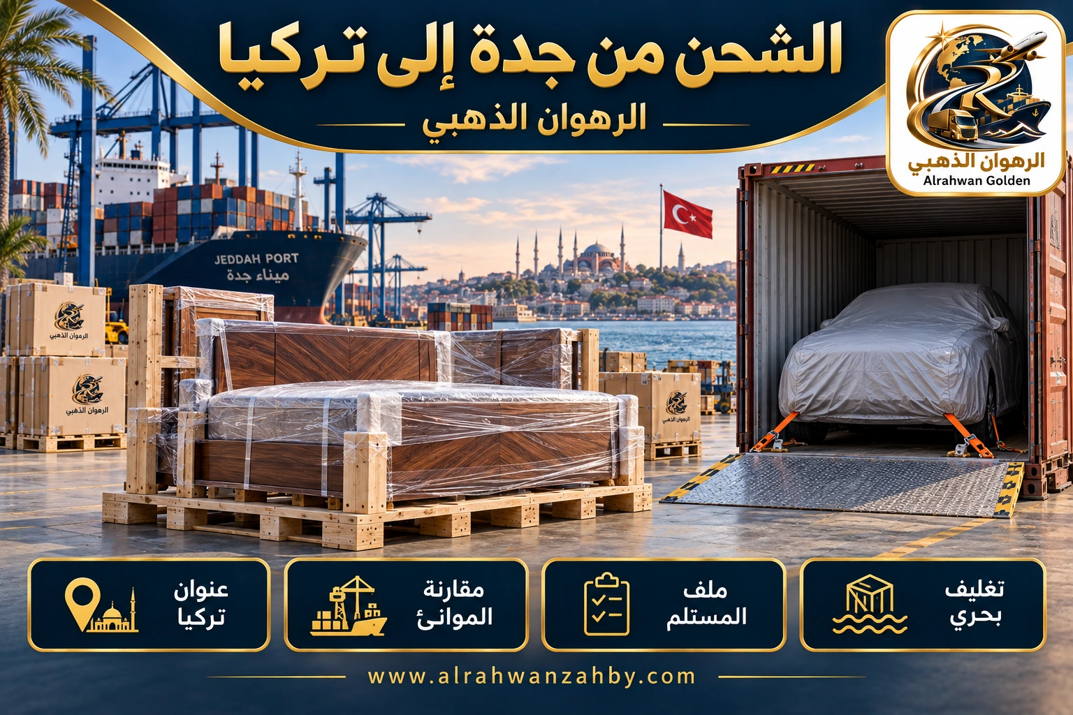 الشحن من جدة إلى تركيا — الرهوان الذهبي