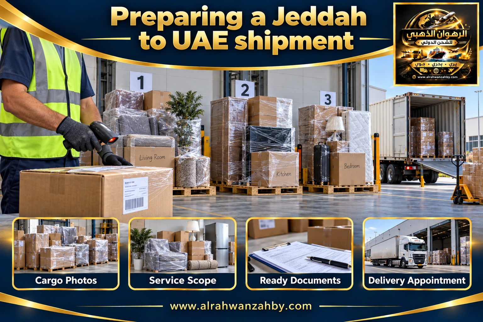 Preparing a Jeddah to UAE shipment — preparation and delivery