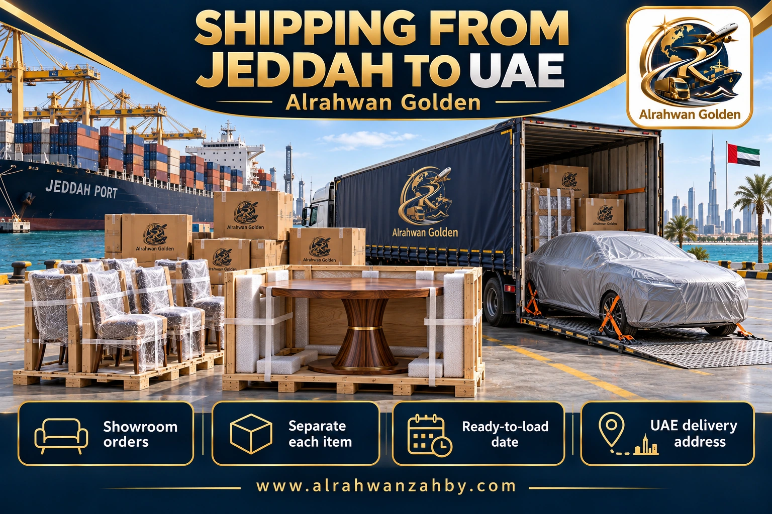 SHIPPING FROM JEDDAH TO UAE — Alrahwan Golden