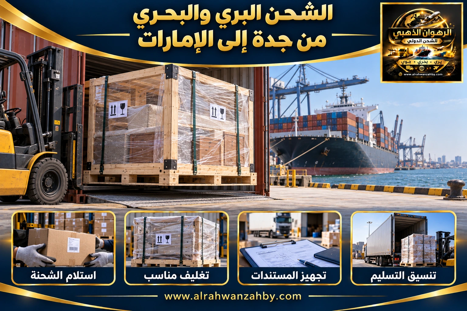 الشحن البري والبحري من جدة إلى الإمارات — التجهيز والتسليم