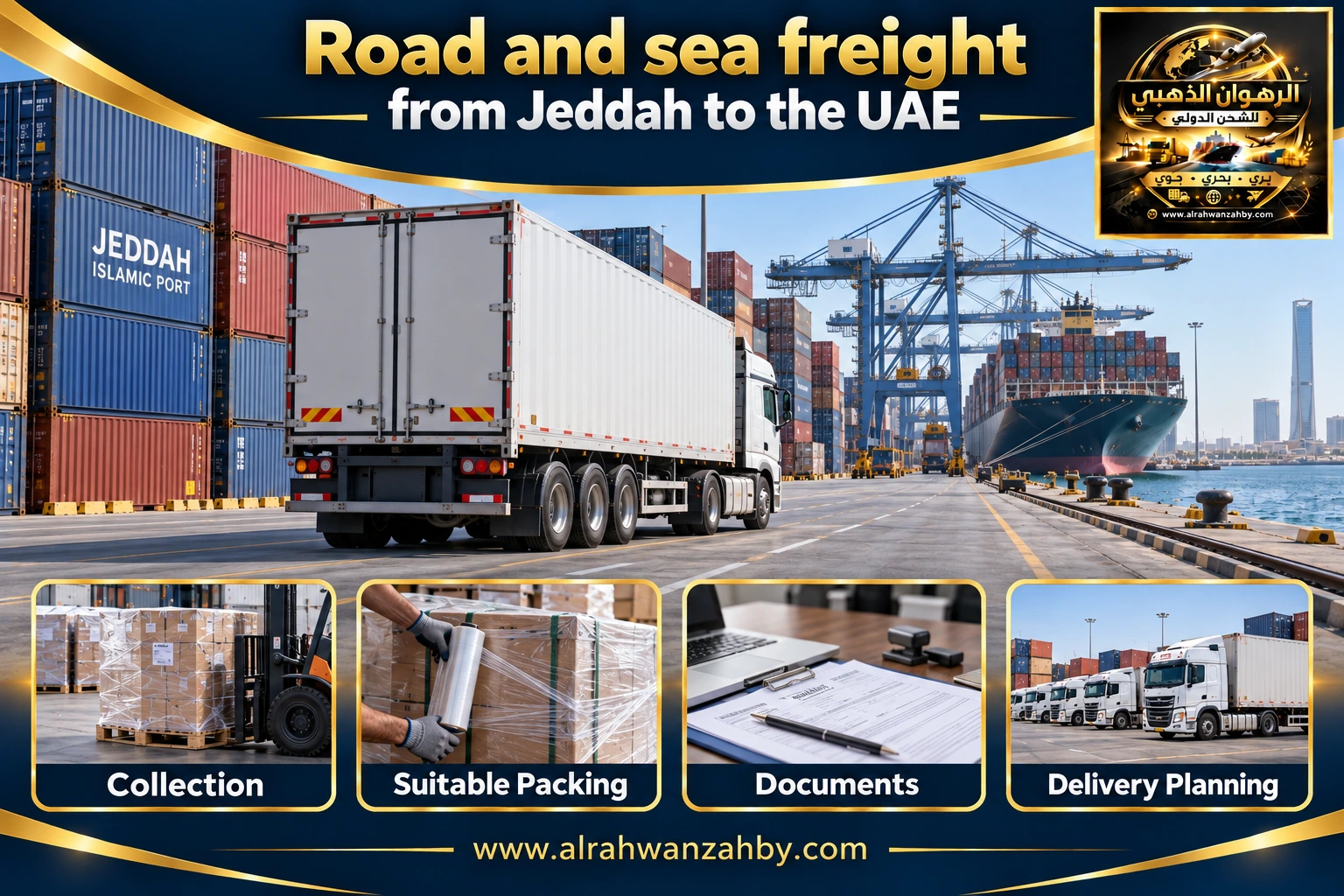 Road and sea freight from Jeddah to the UAE