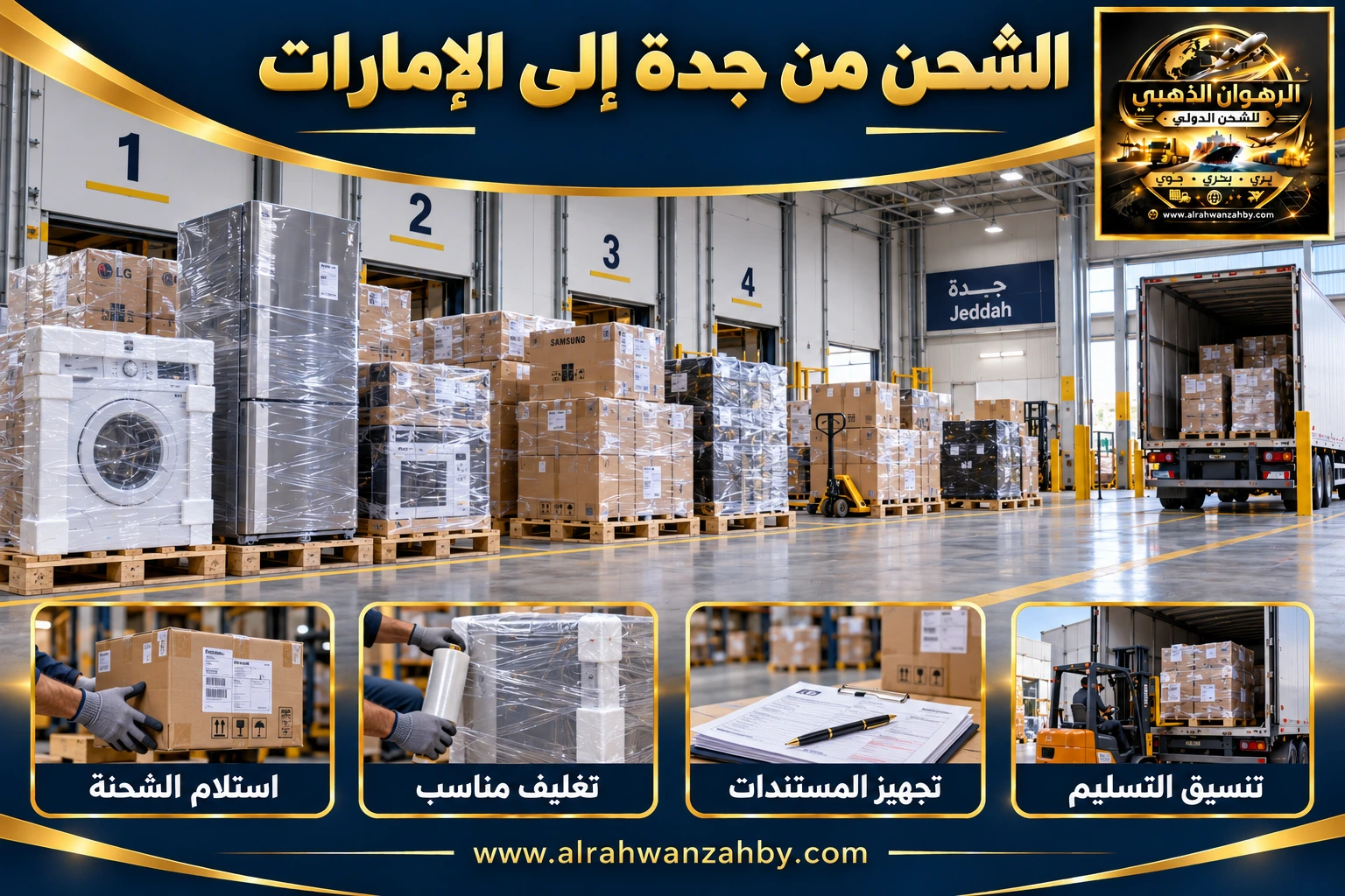 الشحن من جدة إلى الإمارات — التجهيز والتسليم