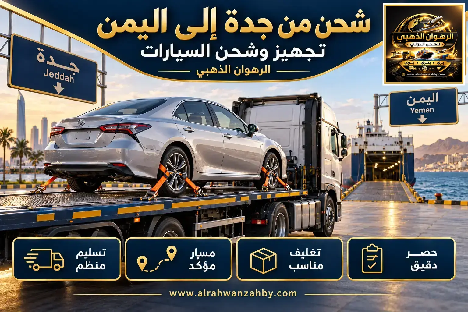 شحن من جدة إلى اليمن — تجهيز وشحن السيارات