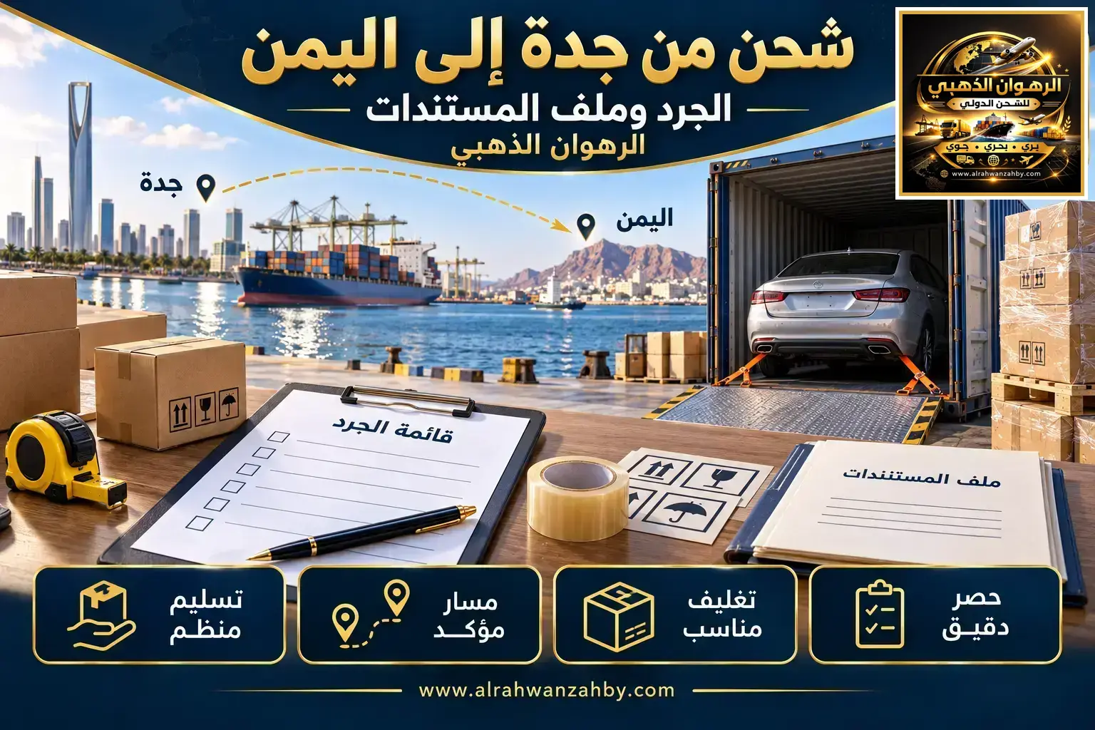 شحن من جدة إلى اليمن — الجرد وملف المستندات