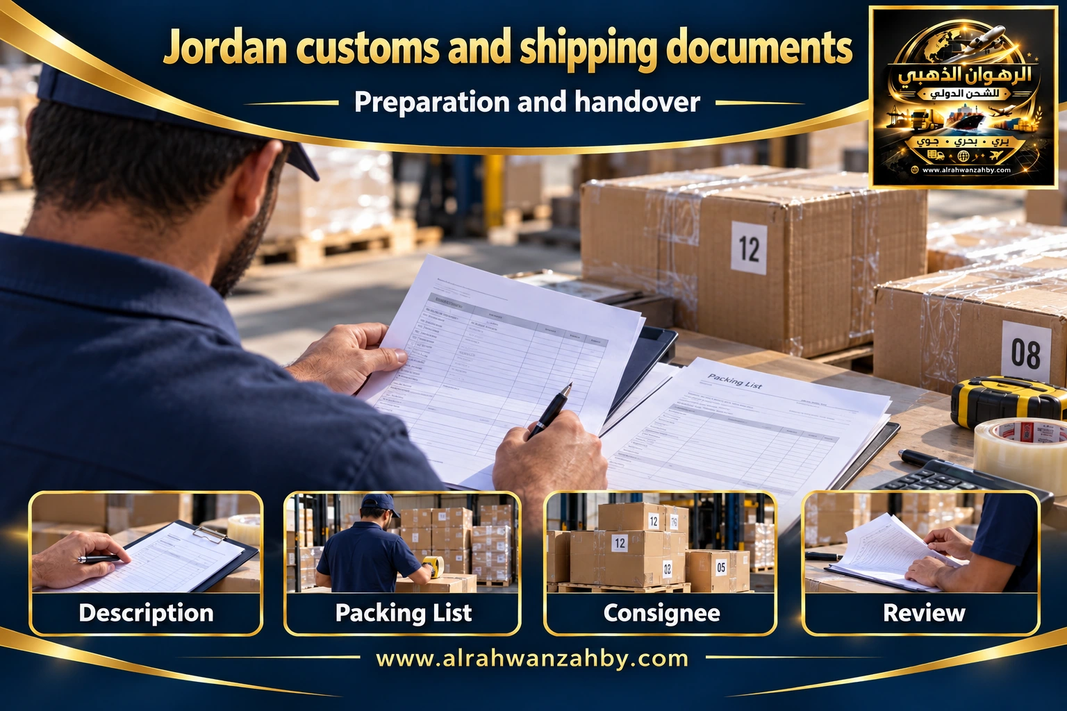 Jordan customs and shipping documents — preparation and handover