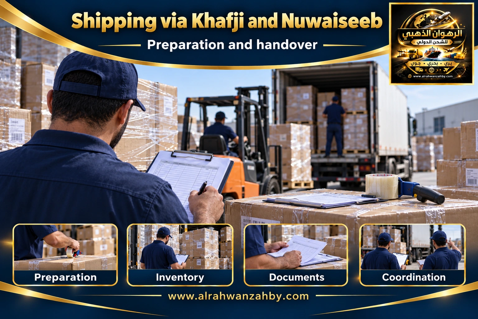 Shipping via Khafji and Nuwaiseeb — preparation and handover