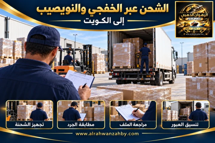الشحن عبر الخفجي والنويصيب إلى الكويت