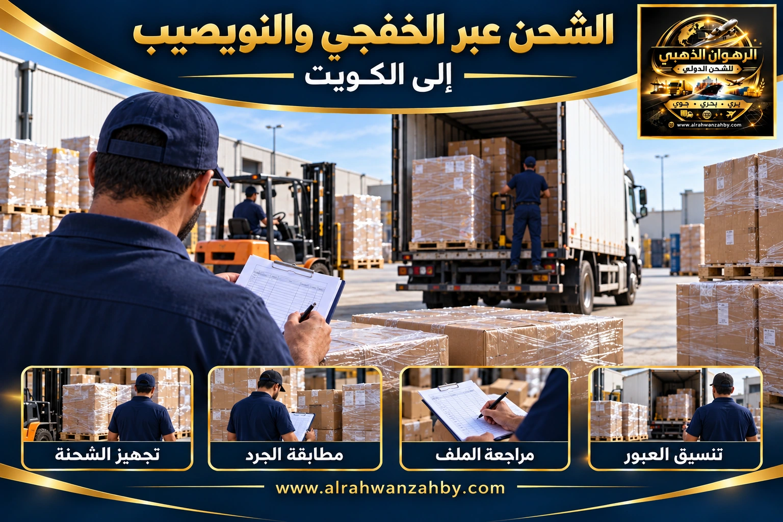 الشحن عبر الخفجي والنويصيب إلى الكويت