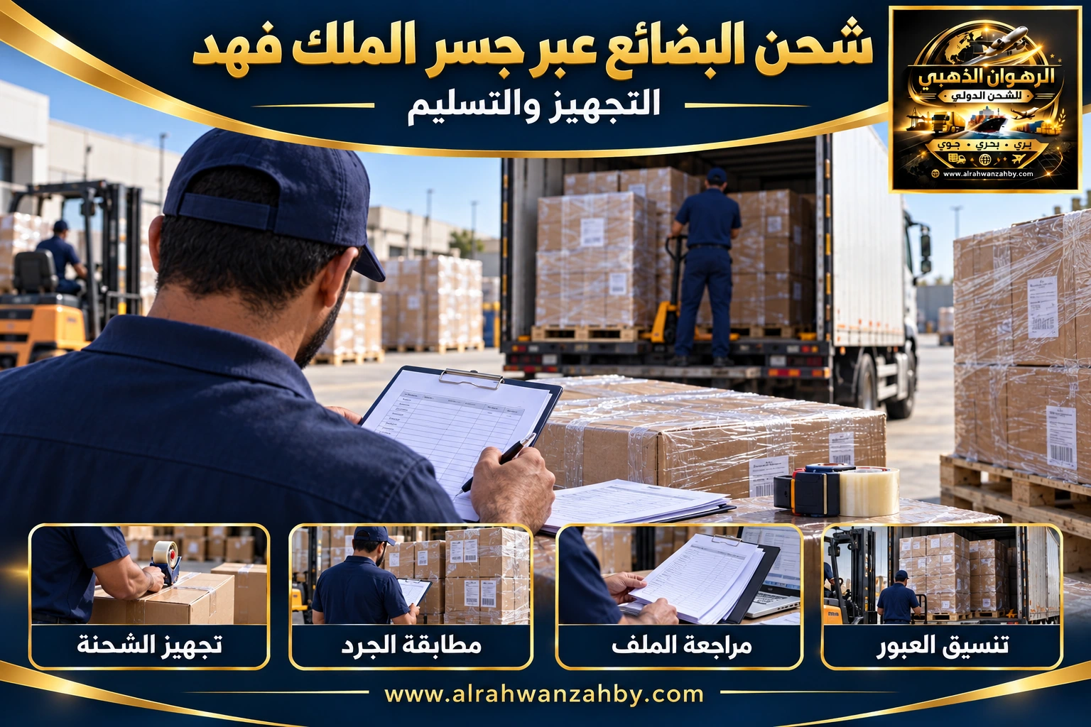 شحن البضائع عبر جسر الملك فهد — التجهيز والتسليم