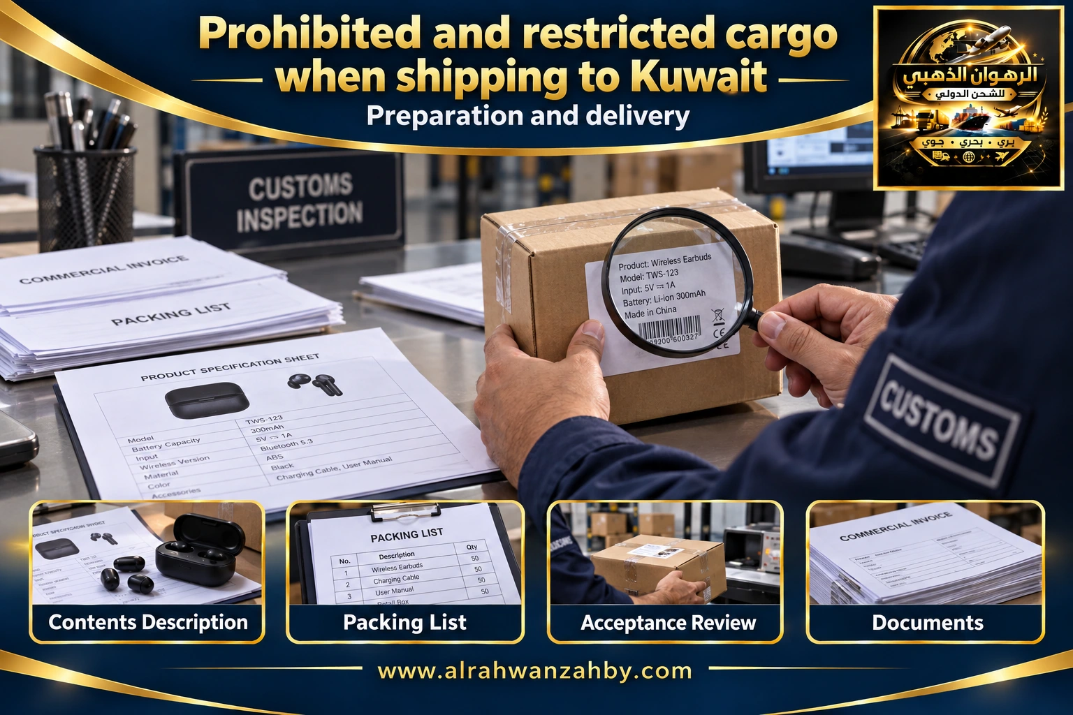 Prohibited and restricted cargo when shipping to Kuwait — preparation and delivery
